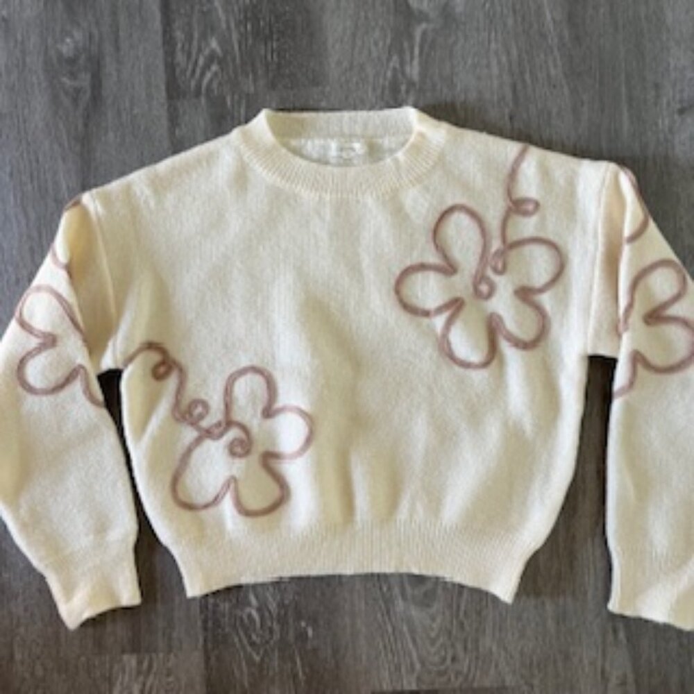 🧡3/15 debut Crew Neck Sweater Floral Design Women's S